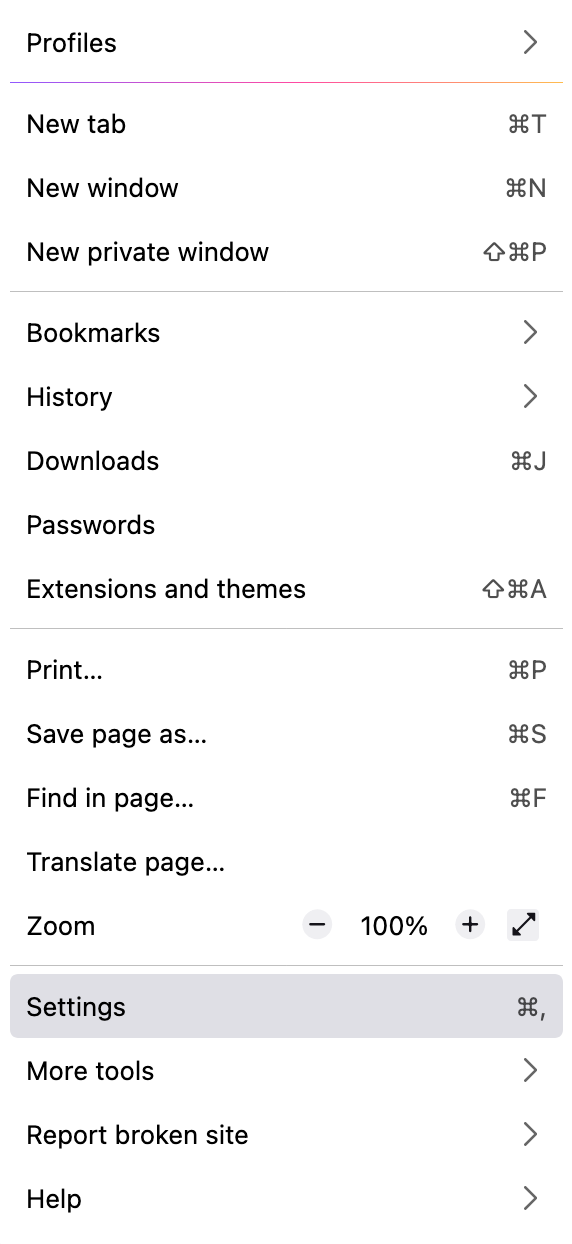 Firefox Application Menu