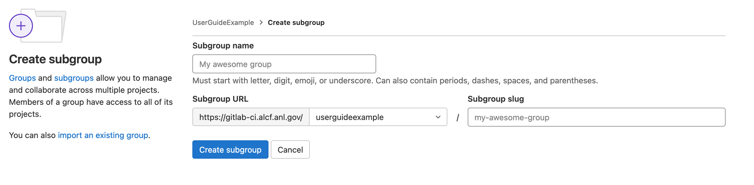 GitLab Create New Group