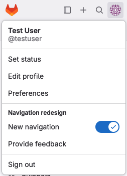 GitLab Profile Dropdown